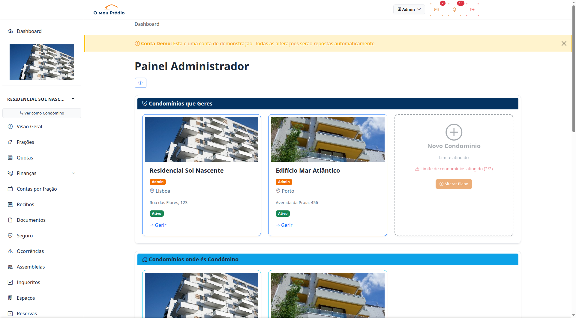 Seletor de condomínio