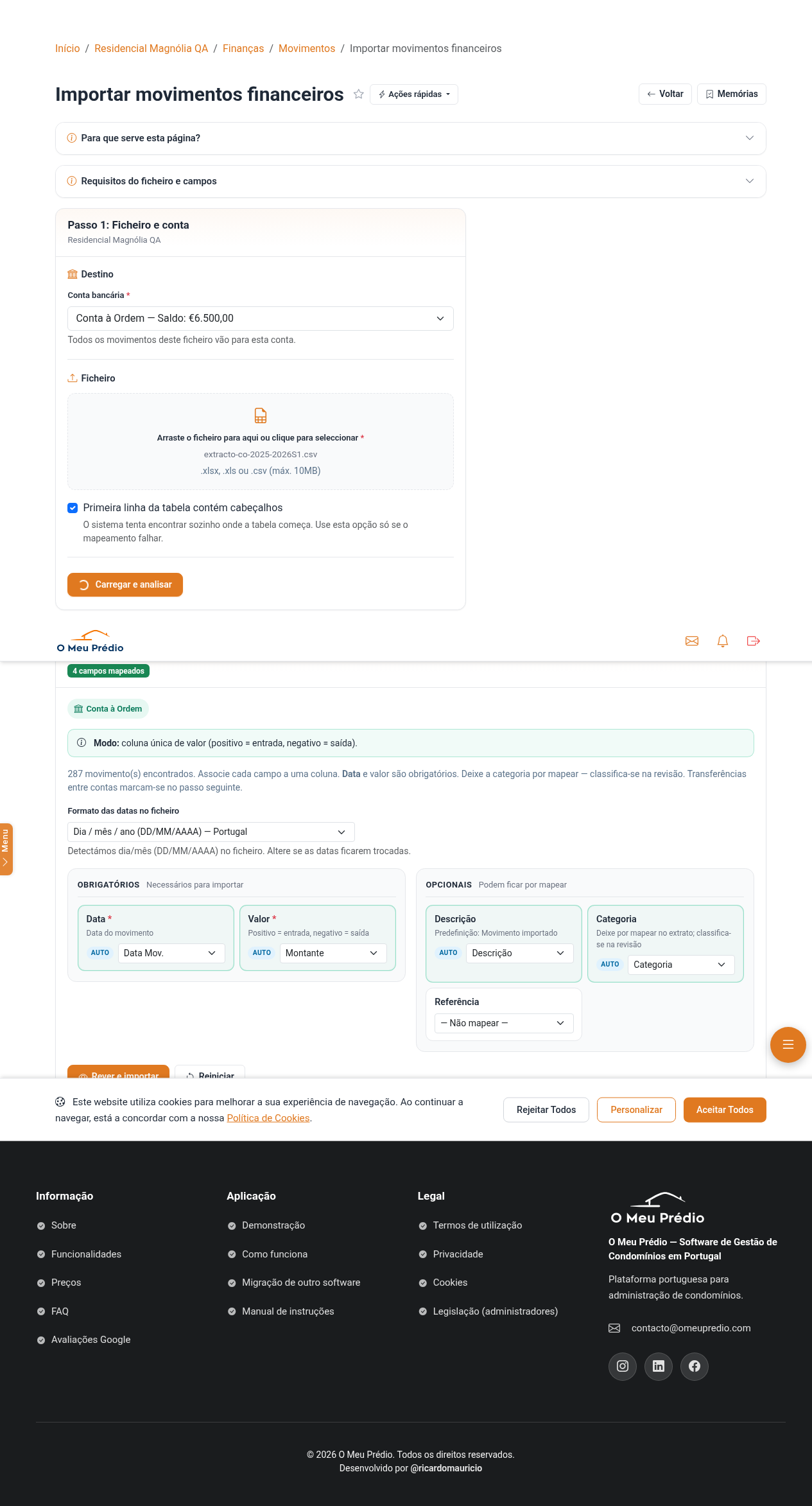 Mapeamento de colunas