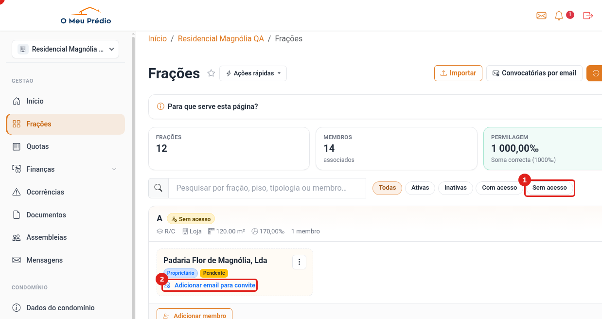 Frações sem acesso