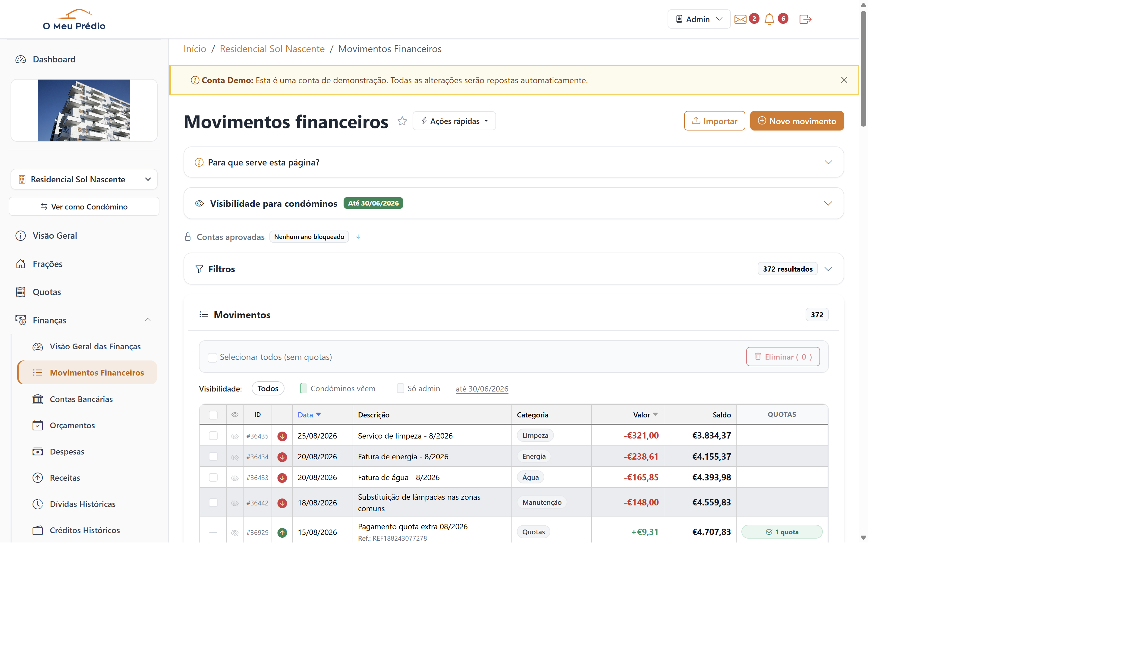 Movimentos Financeiros - Registo e classificação de movimentos