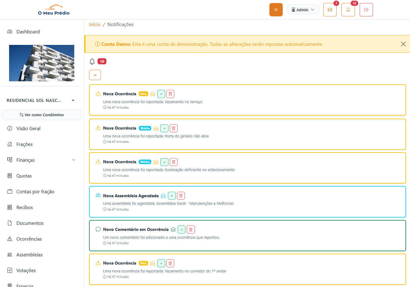 Notificações - Sistema unificado