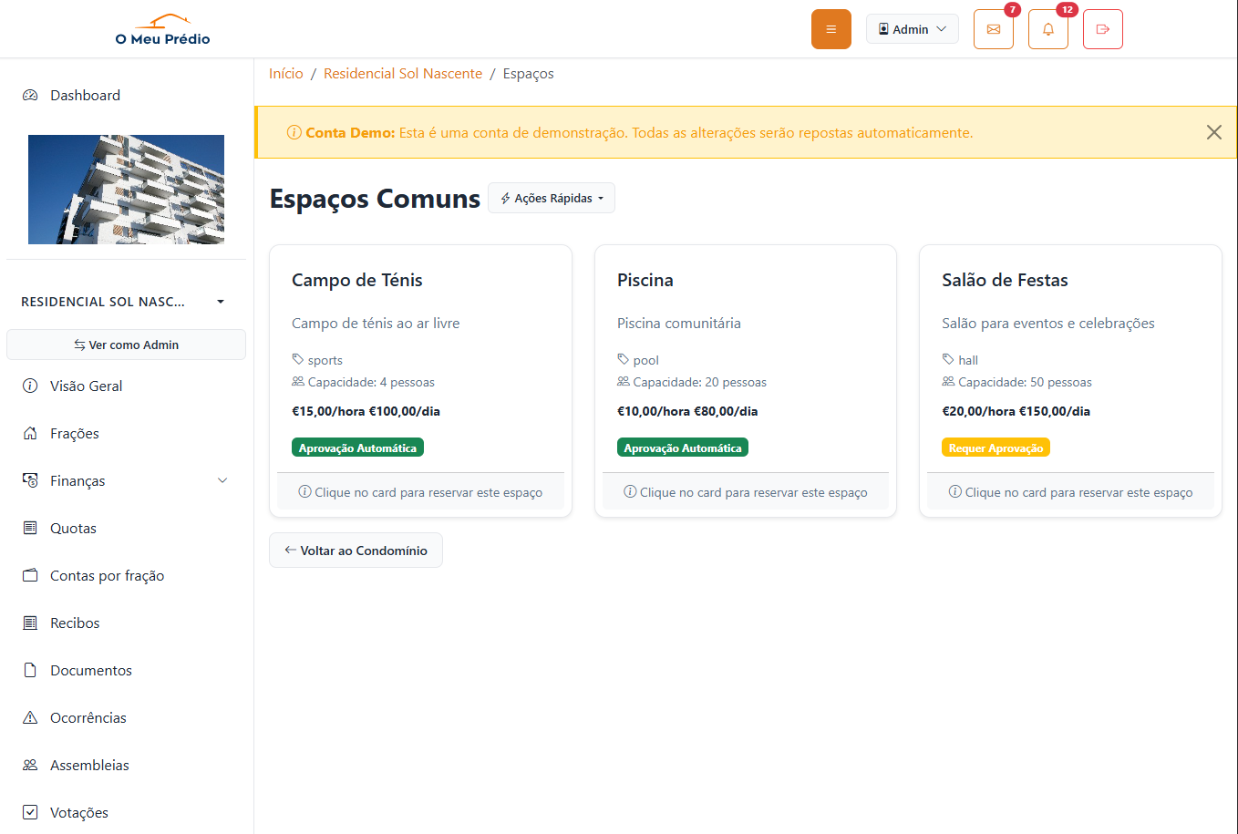 Reservas - Agendamento de espaços comuns